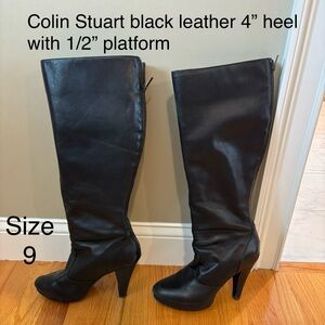 Colin Stuart Black Leather Heeled Boots